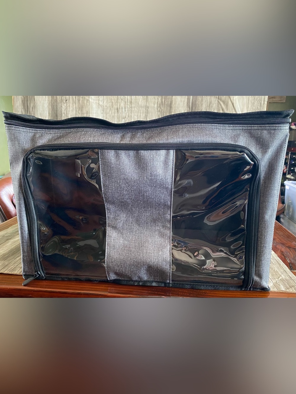 THIRTY-ONE DOUBLE ZIP STORAGE BIN— CHARCOAL CROSSHATCH